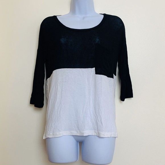 SPLENDID Womens Color block Black White Size Small 3/4 Sleeve Pocket - Picture 11 of 12